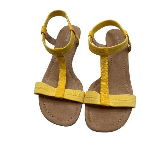 Alfani Size 10 Yellow Elastic Strap Cork Wedge Sandals - Picture 2 of 7